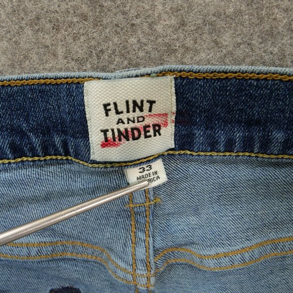 Flint and Tinder Jeans Mens 33 Blue Slim Tapered Mid Rise Medium Zip Fly - Picture 5 of 16